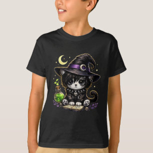 Camiseta Gato bruxa fofa estética gótica magia negra