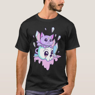 Camiseta Gato Bruxo Fofo Pastel Gótico Gatos Sinistros Cave