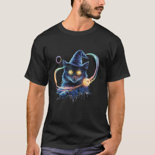 Camiseta Gato Bruxo Varinha de Bruxa Halloween Feitiçaria A