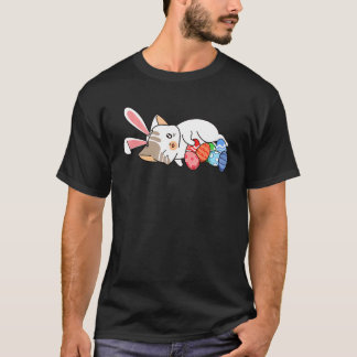 Camiseta Gato Bunny Orelhas Ovo Caça Páscoa Fofinho Gatinho