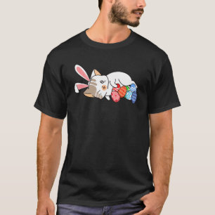 Camiseta Gato Bunny Orelhas Ovo Caça Páscoa Fofo Gatinho Ga