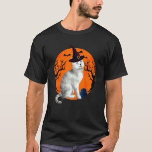 Camiseta Gato Burmilla Chapéu de Bruxa de Halloween e Lua