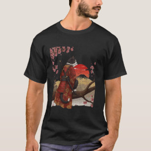 Camiseta Gato Bushido Samurai Guerreiro com Katana e Kimono