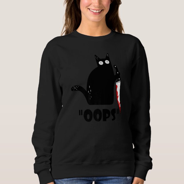 Camiseta Gato Ca Oops Gato Assassino Gato Preto Com Faca (Frente)