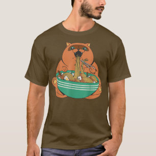 Camiseta Gato Cachorro Comendo Ramen Noodles Ramen Lover