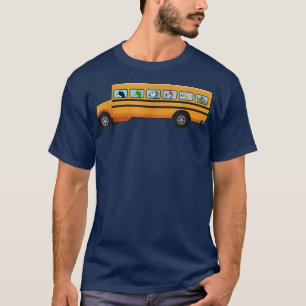 Camiseta Gato, Cachorro e Pato num Ônibus Escolar Engraçado