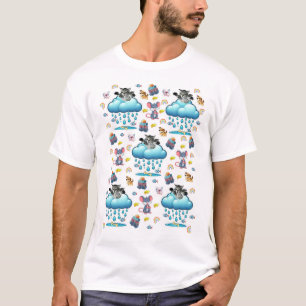 Camiseta Gato Cachorro Rato Arco-íris Queijo Peixe