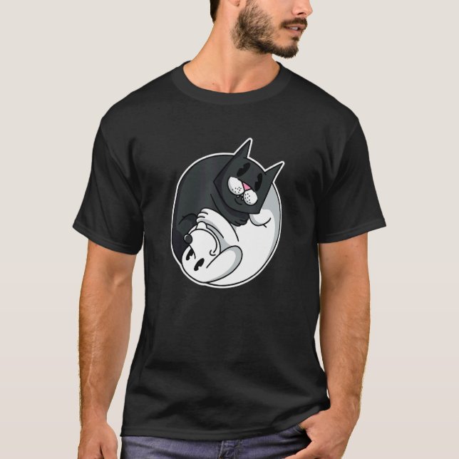 Camiseta Gato Cachorro Símbolo Yin Yang  Dono de Animais de (Frente)