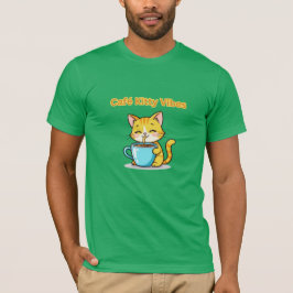 Camiseta **Gato Café Fofo – Gato Adorável Bebendo Café I