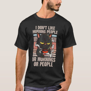 Camiseta Gato Café Odeio Pessoas da Manhã Vintage Gatos