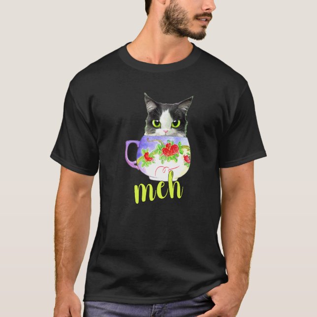 Camiseta Gato Café Sarcástico Meh (Frente)