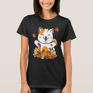 Camiseta Gato Caindo Folhas de Outono Estilo Vintage Pet Ga