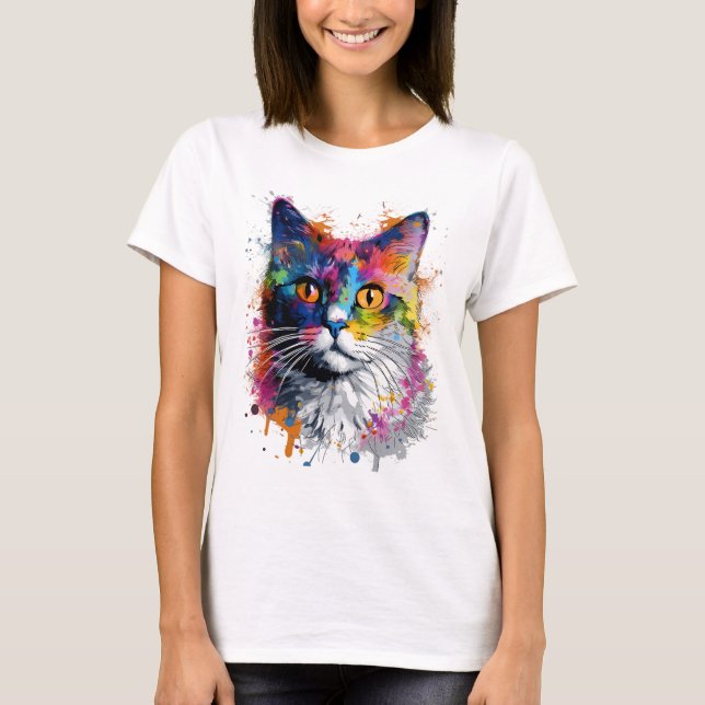 Camiseta Gato caleidoscopio (Frente)