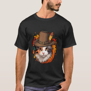 Camiseta Gato Calico de Ação de Graças Engraçado