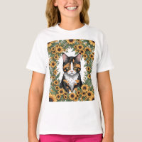 Gato Calico de Maryland e Flores Black Eyed Susan