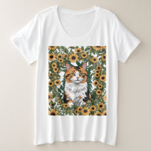 Camiseta Gato Calico de Maryland e Flores de Susan de Olhos