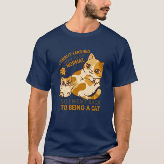 Camiseta Gato Calico de Outono Fofo e Gatinho Brincando com