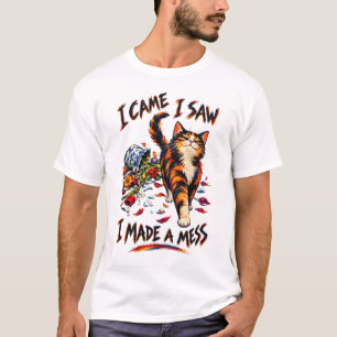 Camiseta Gato Calico Engraçado Eu Vim Eu Vi Eu Fiz Uma Bagu