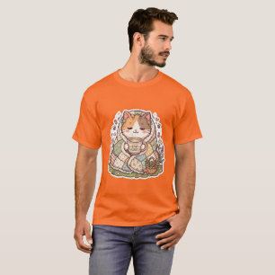 Camiseta Gato Calico Fofo Cottagecore Kawaii Aconchegante