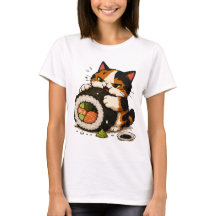 Gato Calico Mal-Humorado Amante de Sushi 