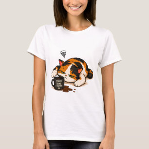 Camiseta Gato Calico Mal-humorado - Café falou