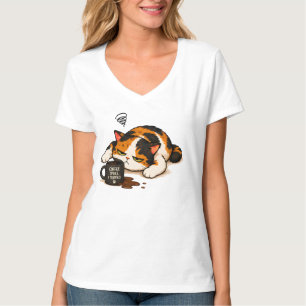 Camiseta Gato Calico Mal-humorado - Café falou