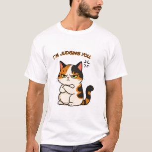 Camiseta Gato Calico Mal-humorado - Estou julgando você