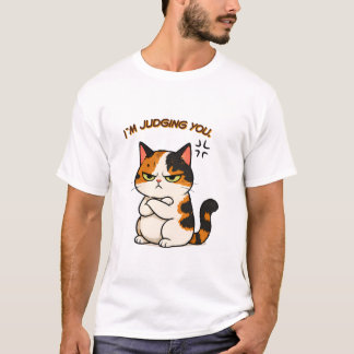 Camiseta Gato Calico Mal-humorado - Estou julgando você