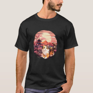 Camiseta Gato Calico Pôr do Sol Japonês
