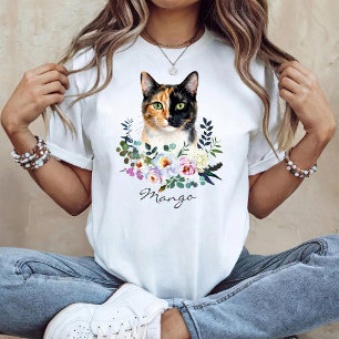 Camiseta Gato Calico Tricolor Aquarela