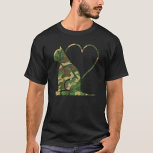 Camiseta Gato Camuflado Com Coração Camuflagem Gatos Animai