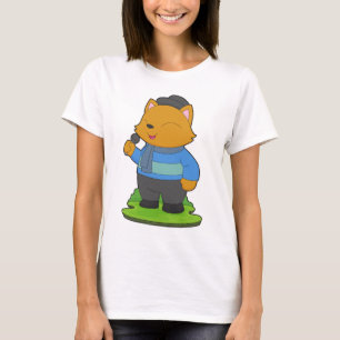 Camiseta Gato Cantora Microfone Cantando
