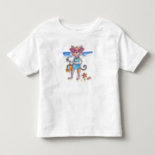 Camiseta Gato Caprichoso Fofo na Praia