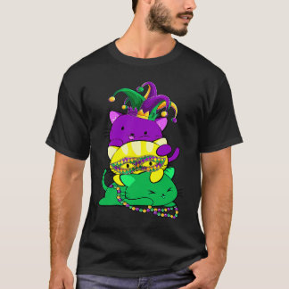 Camiseta Gato Carnaval de Mardi Gras Homens Mulheres Menino