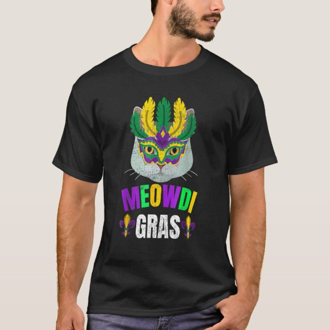 Camiseta Gato Carnaval Meowdi Gras (Frente)