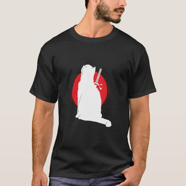 Camiseta Gato carregando Espada de Samurai (Frente)