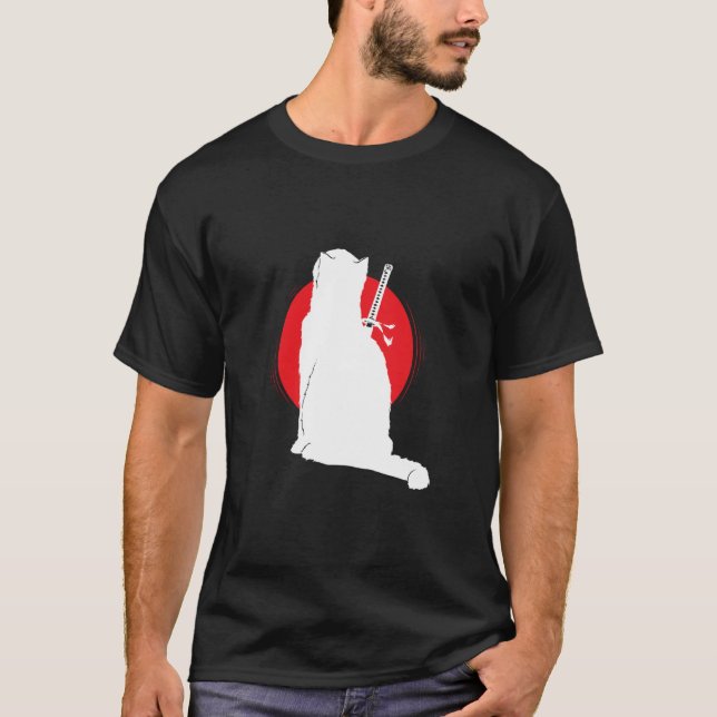Camiseta Gato carregando Espada de Samurai (Frente)