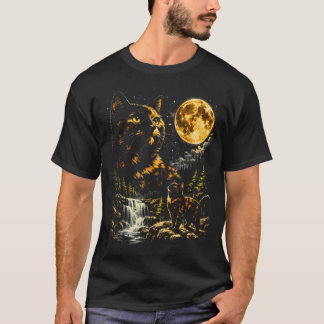 Camiseta Gato Casaco de Tartaruga Uivando Para Lua Celestia
