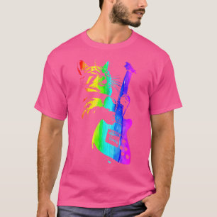 Camiseta Gato Caseiro Divertido Arco-íris Dj Gato Gatinho G