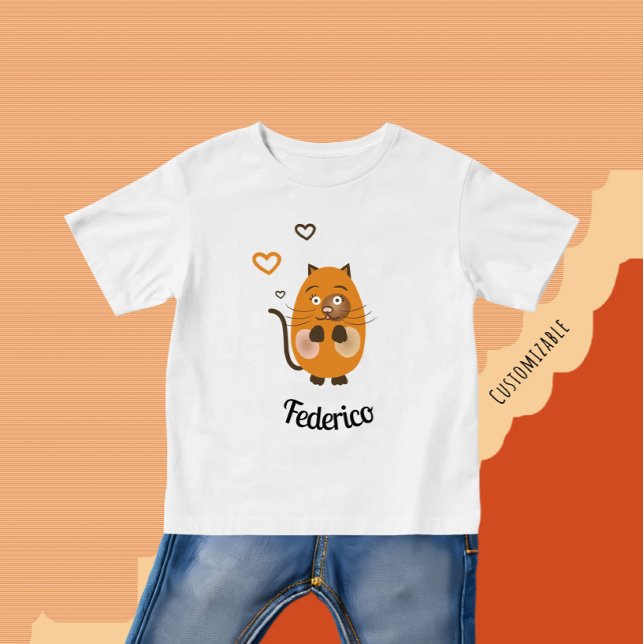 Camiseta Gato castanho-branco (Criador carregado)