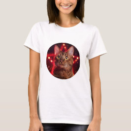Camiseta Gato Castanho De Havana (Raça Com Fundo De Estrelo