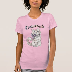 Camiseta Gato "Cattitude" Feminina Gira