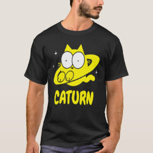 Camiseta Gato Caturno Espaço Saturno Doodle