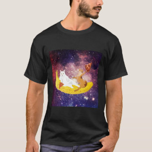 Camiseta Gato cavalgando banana na galáxia