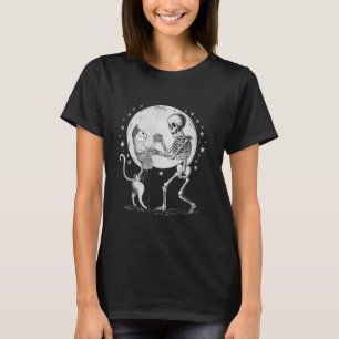 Camiseta Gato Caveira Esqueleto Fofo Goth Halloween Homens