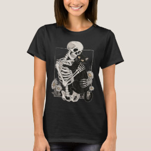 Camiseta Gato Caveira Gatinho Fofo Esqueleto Halloween Home