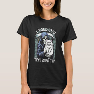 Camiseta Gato Ceifador Humano Esgana Tudo Sarcástico Olá