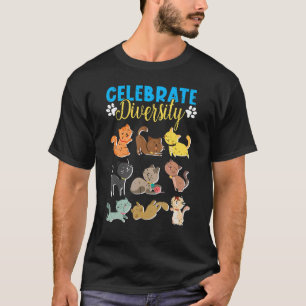 Camiseta Gato Celebrar Diversidade Gatos Fofos
