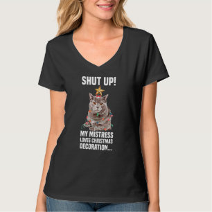 Camiseta Gato Chartreux Bonito com Luzes de Fada Cale O Dec