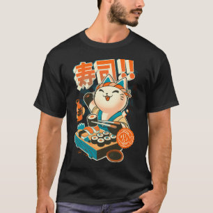 Camiseta Gato Chef de Sushi - Gatinho Divertido de Restaura